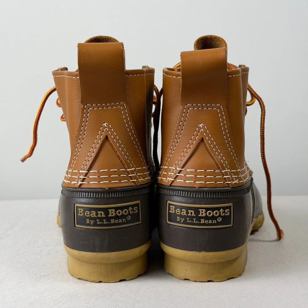 LL Bean Boots Mens 7M‎ Tan Brown 6 Inch Duck Boots Waterproof Made in USA 175051
